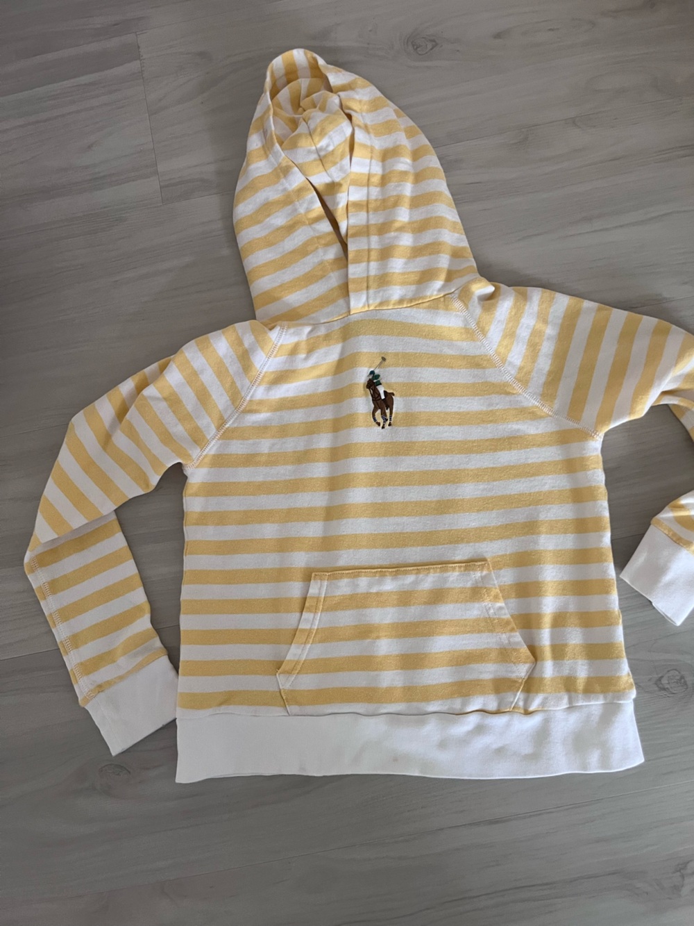 Polo by Ralph Lauren Yellow & White Striped Hooded Pullover